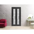 thumbnail image 3 of Sliding Closet Bi-fold Doors 36 x 96 inches | Planum 2122 Matte Black Frosted Glass | Sturdy Tracks Moldings Trims Hardware Set | Wood Solid Bedroom Wardrobe Doors, 3 of 5