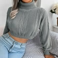 thumbnail image 5 of Womens Fall Fashion 2022! QLEICOM Sweaters for Women, Women‘s Turtleneck Sweater Solid Knitted Casual Fashion Long Sleeve Tops Blouse On Clearance, 5 of 8
