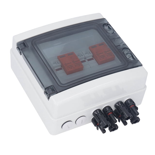 Solar Combiner Box, 4 String IP65 Waterproof Pv Combiner Box Combiner Box With Protector and 15A For On Off Grid Systems