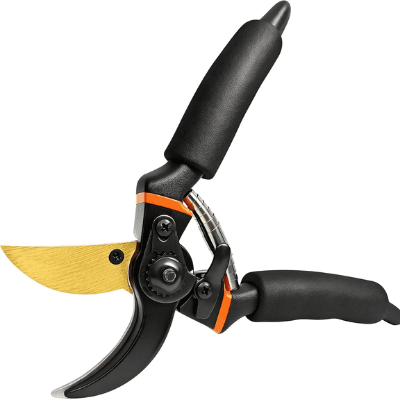 8.5 Inch Pruning Shears, Bypass Pruners | Titanium-Coated Japanese SK5 Steel Blade, Heavy Duty Garden Shears for Trimming Branches, Ergonomic Handles