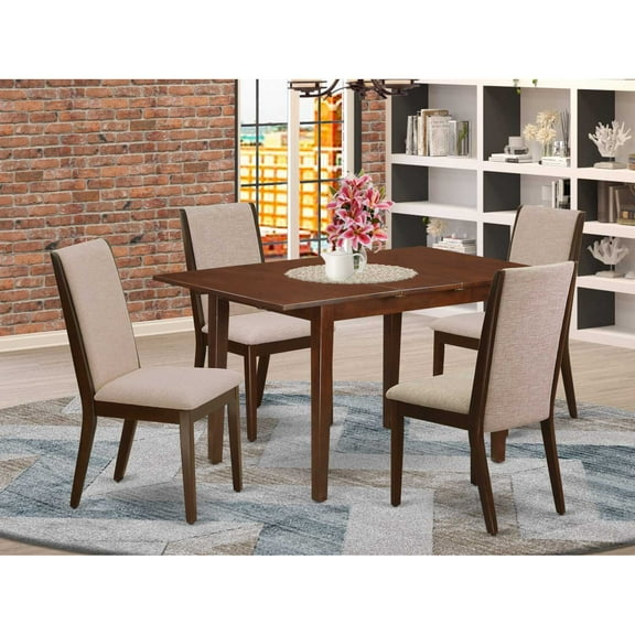 East West Furniture Dining Room Set Mahogany, NFLA5-MAH-04