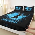 thumbnail image 4 of Castle Fairy Handball Sport King Sheets 4pcs, Watercolor Splash Bedding, Black Blue White,1 Fitted Sheet, 1 Flat Sheet and 2 Pillowcases, 4 of 6