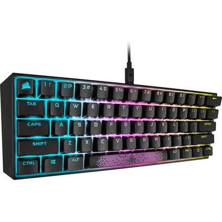 CORSAIR - K65 RGB Mini Wired 60% Mechanical Cherry MX SPEED Linear Switch Gaming Keyboard with PBT Double-Shot Keycaps - Black