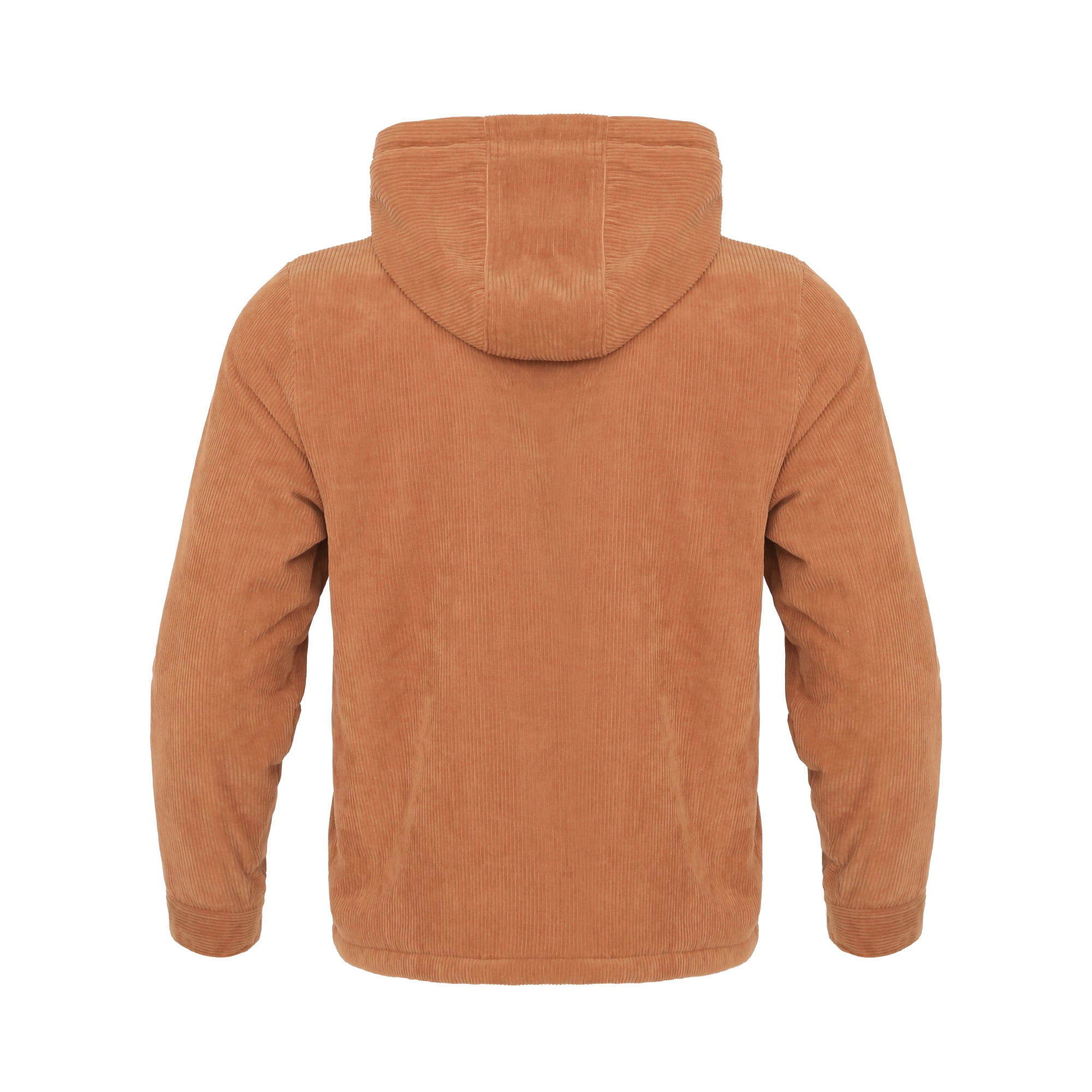 Beautiful Giant Men's Corduroy Jacket with Sherpa Lining Winter Warm Zip-Up Hooded Coat Thick Thermal Outerwear