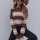 thumbnail image 1 of Suéter A Rayas Con Cuello Redondo Para Mujer, Elegante Suéter A Rayas Para Mujer Fibra De Poliéster De Color Café Transpirable Para El Trabajo Para Ir De Compras ANGGREK FB1711, 1 of 8