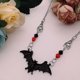 thumbnail image 5 of Halloween Bat Necklace Red And Black Gemstone Cubic Zirconia And Inverted Vampire Bat Jewelry, 5 of 5