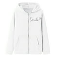 thumbnail image 3 of Byoo Smile Letter Print Hoodie for Toddler Girls Long Sleeve Kangaroo Pocket Zip Up Hooded Jacket Comfort Sweatshirt for Kids, 3 of 4