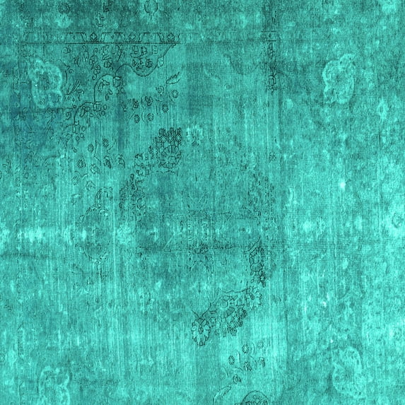 Ahgly Company Machine Washable Indoor Square Persian Turquoise Blue Bohemian Area Rugs, 4' Square