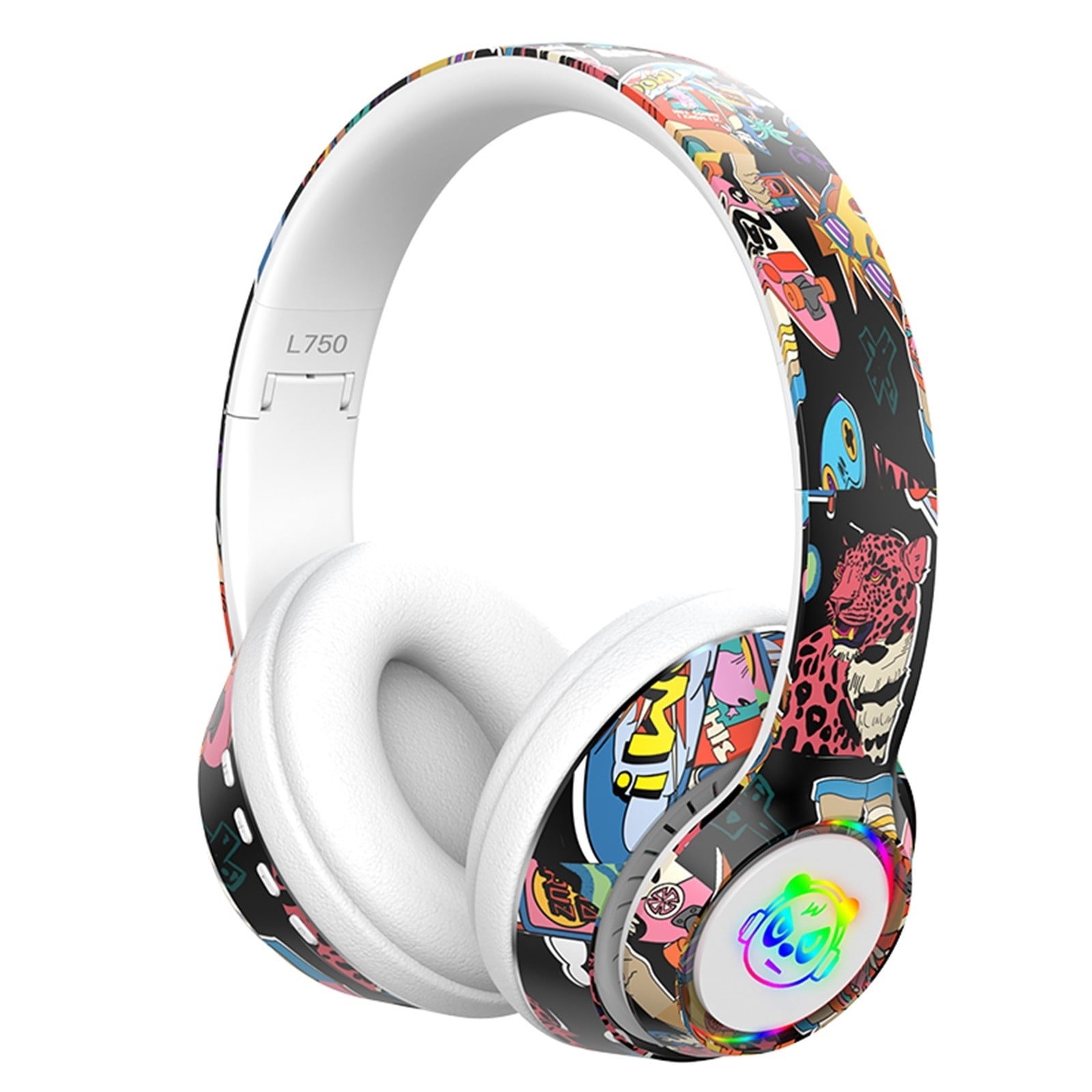 Graffiti LED Wireless Bluetooth Gaming Headset with 40mm Drivers, 8-Hour Battery & Built-in Mic, Memory Foam Earcups for Kids, Teens & Adults, iOS/Android/PC Compatible