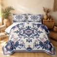 thumbnail image 2 of Erosebridal Retro Mandala Quilt Full, Baroque Damask Full Bedspread Sets, White Navy Pink 3 Pieces, 1 Coverlet and 2 Pillowcases, 2 of 7