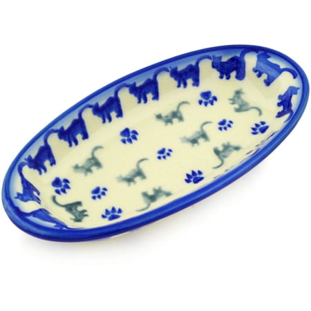 Hand Painted Candy Dish Polish Pottery 7¼-inch Condiment Dish (Boo Boo Kitty Paws Theme) Hand Painted in Boleslawiec, Poland + Certificate of Authenticity ()
