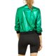 thumbnail image 3 of Chaqueta bomber corta con cremallera metálica y cuello de pie para mujer INSPIRE CHIC XS Verde, 3 of 8