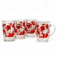 thumbnail image 2 of STP GOODS Poppies and Daisies Glass Mug Set of 4 pcs 11.2 fl oz (330 ml) Tea Mugs for Hot Beverages Coffee and Tea Mugs for Latte Cocoa Chocolate Glass Drinkware, Service for 4, Red White Clear, 2 of 6