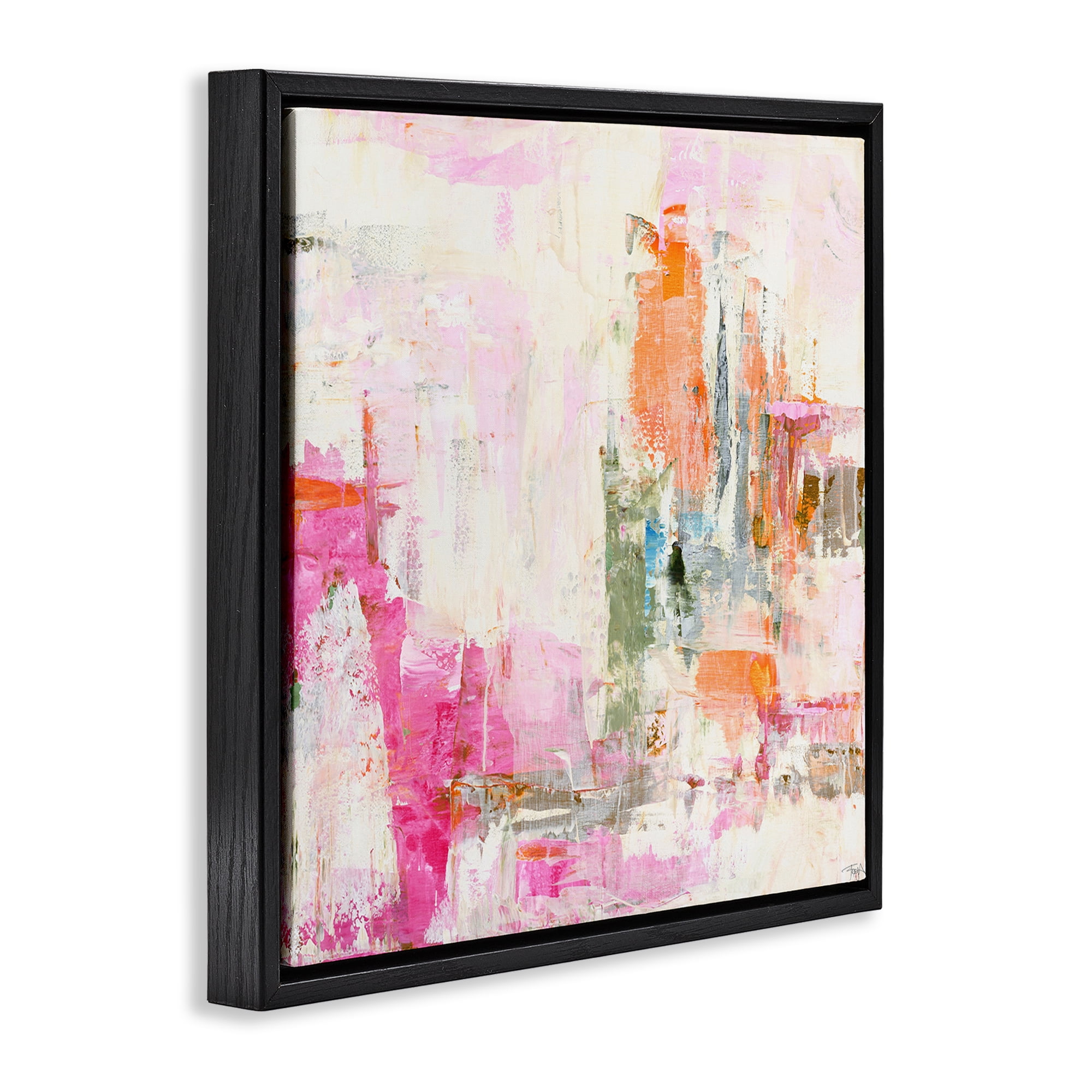 Stupell Industries New Age Pink Abstract Black Framed Floater Canvas Wall Art, design by Design Fabrikken