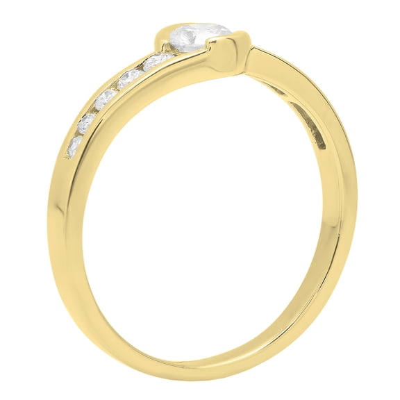 Dazzlingrock Collection 0.45 Carat (ctw) 14K Round White Diamond Bridal Engagement Promise Ring 1/2 CT, Yellow Gold, Size 6