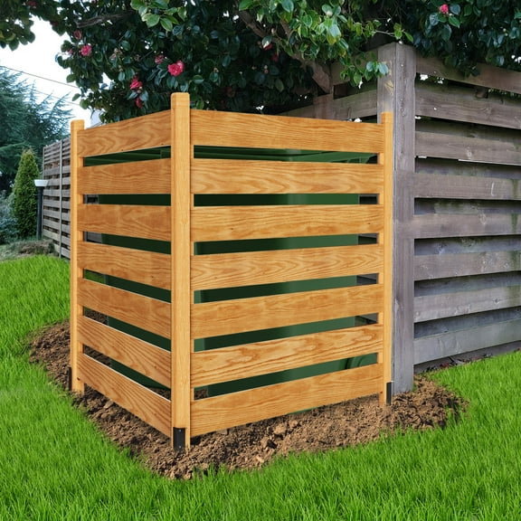 Air Conditioner Privacy Fence Screen Outdoor Garbage Can Enclosures, All-Wood 36"W X48"H Trash Can Fence Enclosure, Pool Equipment Privacy Screen Vinyl Panels