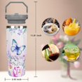 thumbnail image 2 of Butterfly Design Stainless Steel Tumbler 30oz with Lid, Straw & Handle - Vacuum Insulated Travel Mug, Water Bottle, Gift for Women, 2 of 6