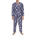 thumbnail image 3 of Naloa Skull flower crystal Men’s Pajamas Set - Long Sleeve Button Down Sleep Shirt and Pajama Bottoms Sleepwear Set-Large, 3 of 7