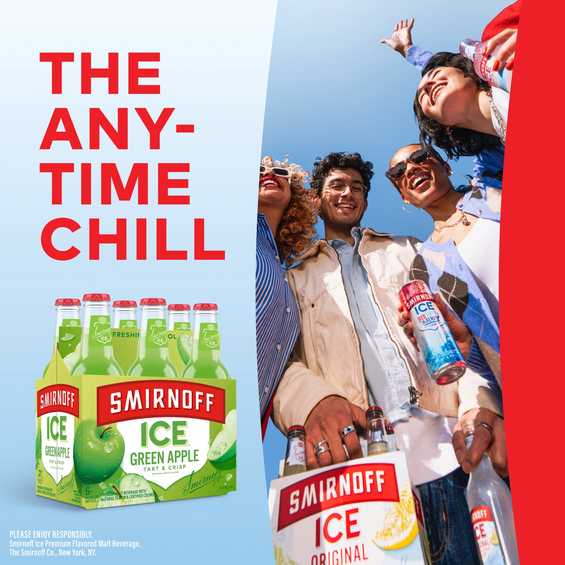 Smirnoff Ice Green Apple, 6 Pack Bottles, 11.2 fl oz, 4.5% ABV