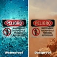 thumbnail image 6 of (2 Pack) Keep Out Authorized Personnel Only Spanish OSHA Danger Sign 24 Inch X 18 Inch Indoor / Outdoor Rust-Free Aluminum Metal Signs for Workplace, Workshop, and Construction Site,, 6 of 8