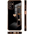 thumbnail image 4 of Compatible with Samsung Galaxy A13 5G Case Love Heart Plating Wristband Luxury Elegant Case Camera Protector Soft TPU Kickstand Protective Corner Back Cover Galaxy A13 5G Case -Black, 4 of 6