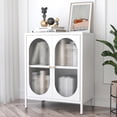 thumbnail image 6 of Small 2 Transparent Door Metal Storage Side Buffet Cabinet for Bed Room,Living Room,Entryway,Hallway,Home,Hotel,Office,Garage,Kitchen,1 Removable Shelf. (Transparent Door, White), 6 of 17