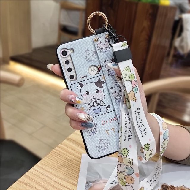 Para Motorola One Fusion Plus + Funda De Teléfono Móvil De TPU Suave Y Anti Caída Con Correa Para La Muñeca Y Cordón Para Mujeres Y Hombres
