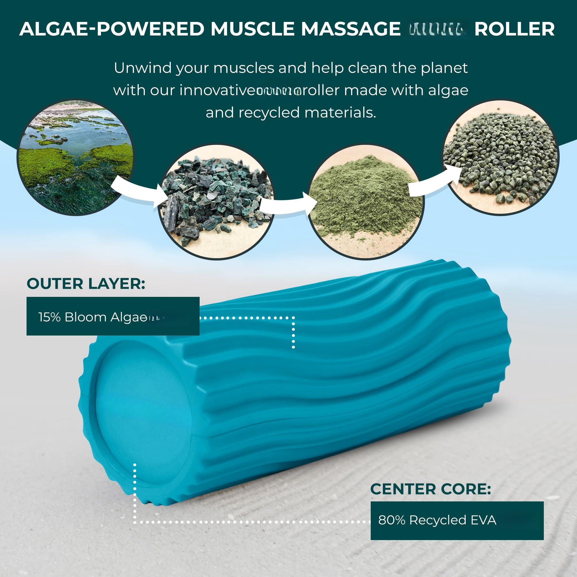 Sweet Spot Medium Exercise Foam Roller 14"x5.5" - Density Travel For Physical  Deep Tissue Massage Yoga Pilates Classic Wave Texture (miami Blue)