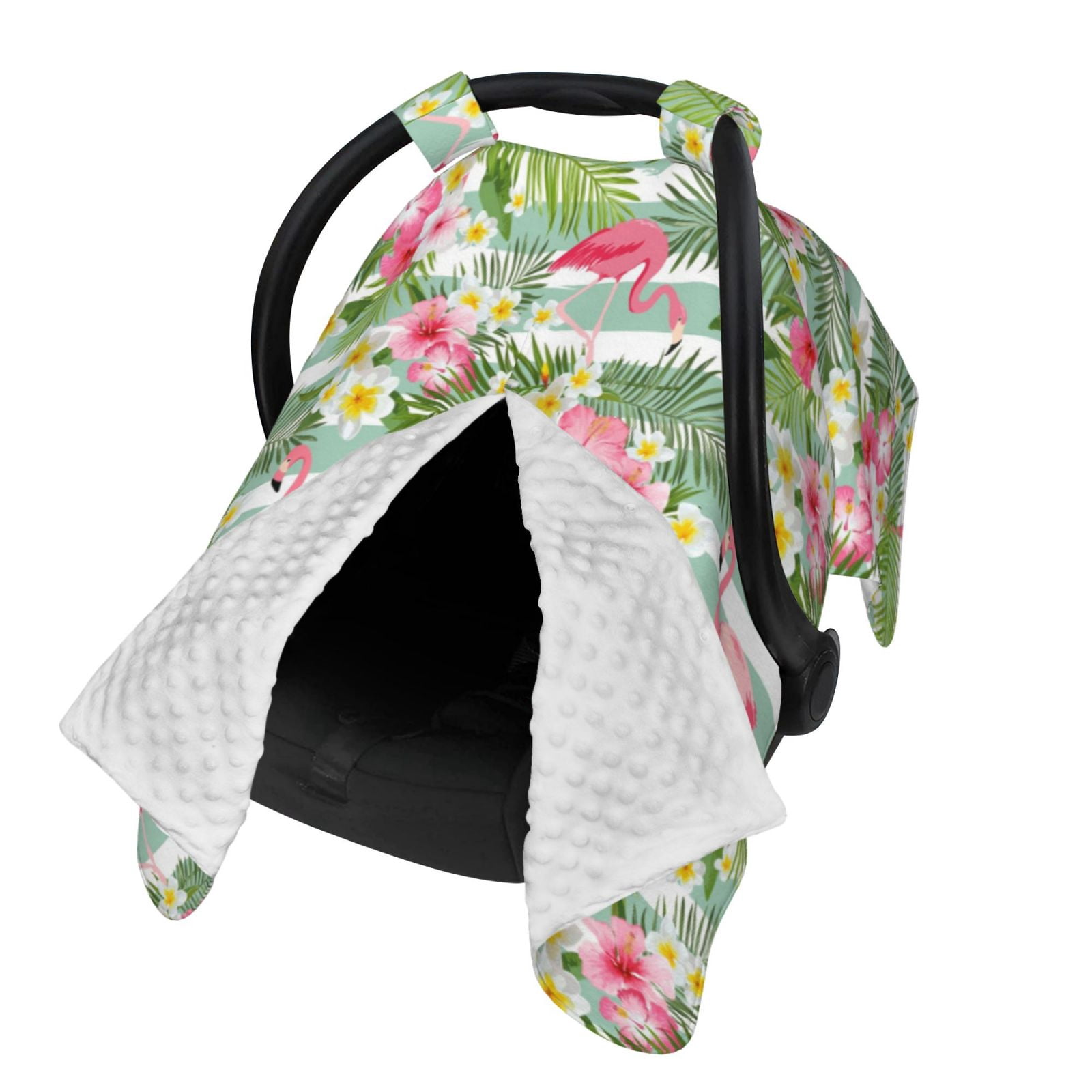 Naloa Tropical Flamingo Baby Car Seat Cover, Breathable Baby Carrier Cover, Multiuse Baby Carrier Cover & Nursing Breastfeeding Cover