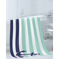 thumbnail image 3 of Anchor Aqua Towel Set of 3, Soft Microfiber Bath Towels, Hand Towel, Washcloths, Modern Navy Blue White Striped Nautical Quick-Dry Absorbent Towels for Bathroom Kitchen Hotel Beach Gym Spa, 3 of 7