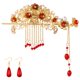 thumbnail image 1 of Accesorios Chinos Para El Cabello Para Boda Borla Roja Horquilla De Aleación Perla Conjunto De Joyas Para El Cabello Pendientes Colgantes Rojos Palillos Para El Cabello Vintage Horquillas Para Peinar, 1 of 1