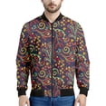 thumbnail image 4 of Chaquetas bomber de primavera y otoño para hombre, con estampado floral 3D por todas partes, con cremallera, unisex, informal, de manga larga, con cremallera, talla 6XL, 4 of 5