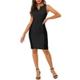 thumbnail image 2 of INSPIRE CHIC Robe Sans Manches Élégante pour Femmes, Robe Crayon Fourreau Noire, 2 of 7