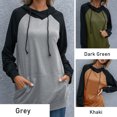 thumbnail image 3 of Sudadera con capucha de mujer Mujeres Pullover Hoodies Raglan Manga larga Bolsillos con cordón Empalme Sudadera Casual Túnica suelta Tops 1 1, 3 of 5