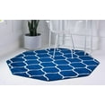 thumbnail image 2 of Unique Loom 3151659 5 x 5 ft. Rounded Trellis Frieze Octagon Rug, Navy Blue, 2 of 2