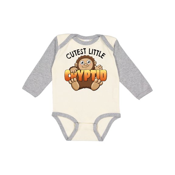 Inktastic Cutest Little Cryptid Bigfoot Boys or Girls Long Sleeve Baby Bodysuit