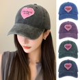 thumbnail image 2 of Retro Heart Splicing Baseball Hat Retro Extended Brim Adjustable Washed Sun Hat Couple Student Cute Sunscreen Hat Streetwear, 2 of 10
