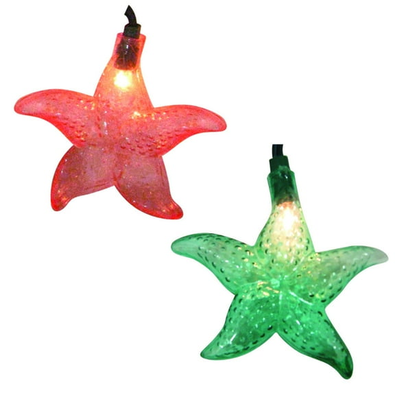 CC Christmas Decor Tropical Beach Starfish Novelty Christmas Light Set - 11ft Green Wire - 10ct