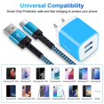 thumbnail image 2 of USB C Cable,USB A to USB C Cables 2pack 10ft FiveBox Nylon Braided 3A Fast Charging Cord Type C Charging Cable with 1pc Dual USB Wall Charger Block(Blue), 2 of 9