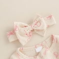 thumbnail image 4 of larppty Newborn Baby Girl Fall Winter Clothes Coming Home Outfit Ruffle Romper Cute Ribbed Knit Jumpsuit Headband, 4 of 7