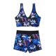 thumbnail image 4 of Gibobby Conjunto de traje de baño de bikini Bikini de cintura alta para mujer, bañadores sexys de dos piezas con realce, traje de baño Vintage, conjunto (Azul oscuro,XL), 4 of 5