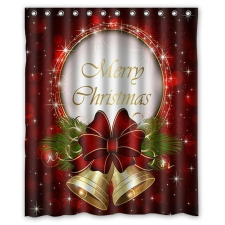 Christmas Bathroom Sets Sale GreenDecor Merry Christmas Waterproof Shower Curtain Set with Hooks Bathroom Accessories Size 60x72 inches ()