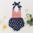 thumbnail image 3 of Kiapeise Baby Girl Jumpsuit Striped Star Print Sequin Bow Bandage Romper, 3 of 7