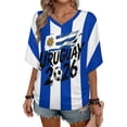 thumbnail image 3 of Soccer Cup 2026 Jersey URUGUAY Soccer for Women with Colombia Flag Color Block and V Neck Short Sleeves Featuring Breathable Fabric for Game Day Parties Beach Outings Summer Festivals Sky Blue XL, 3 of 6