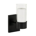 thumbnail image 5 of Kate and Laurel Zabler Modern Metal Wall Sconce, 5 x 6 x 10, Black, Round Candle Holder with Removable Glass Cylinder for Flameless Candle Display in Bedroom or Bathroom, 5 of 10