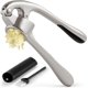thumbnail image 1 of Garlic Press - Includes Silicone Garlic Peeler & Cleaning Brush-3 Piece-sturdy Easy To Clean Garlic Crusher (silver), 1 of 5