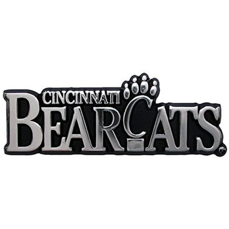 University of Cincinnati Bearcats Auto Emblem, Plastic Molded, Silver Chrome Color, Raised 3D Effect, Adhesive Backing