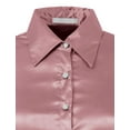 thumbnail image 5 of J. METHOD Women's Satin Button Down Shirt Long Cuff Sleeve Collar Silky Office Work Formal Casual Blouse Top NEWT74 Pink L, 5 of 7