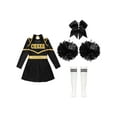 thumbnail image 5 of Aislor Kids Girls Cheerleading Uniform Long Sleeve Outfits Performance Dancewear Black&White B 12, 5 of 7