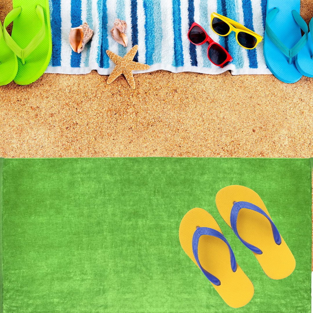 ELEGANI Oversized Large Terry Velour Beach Towel - Lime Green - 35” x 60” - 100% Ring Spun Cotton